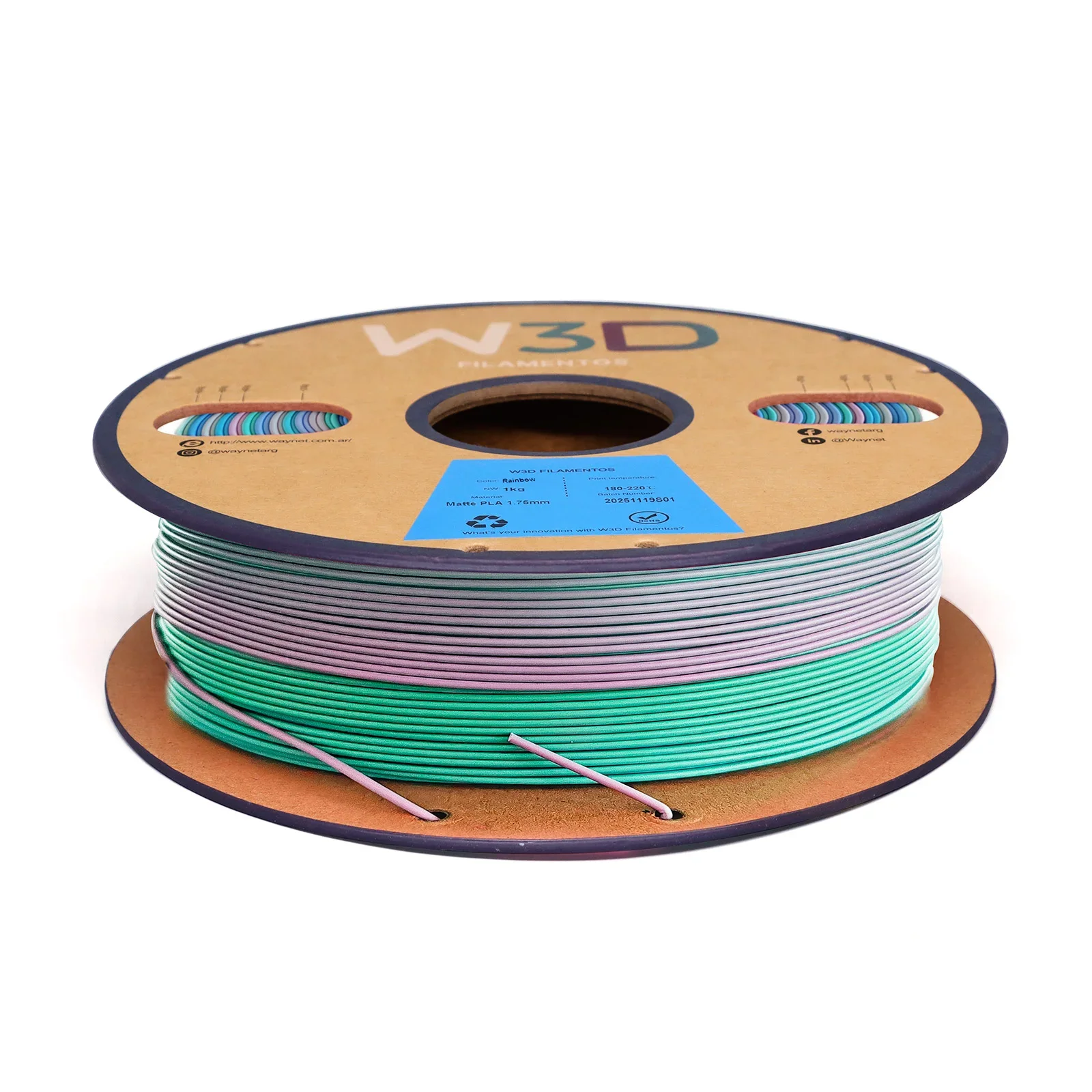 MATTE ARCOIRIS MACARON (Matte Macaron Rainbow) PLA W3D FILAMENTO 3D 1.75MM 1KG 0104011