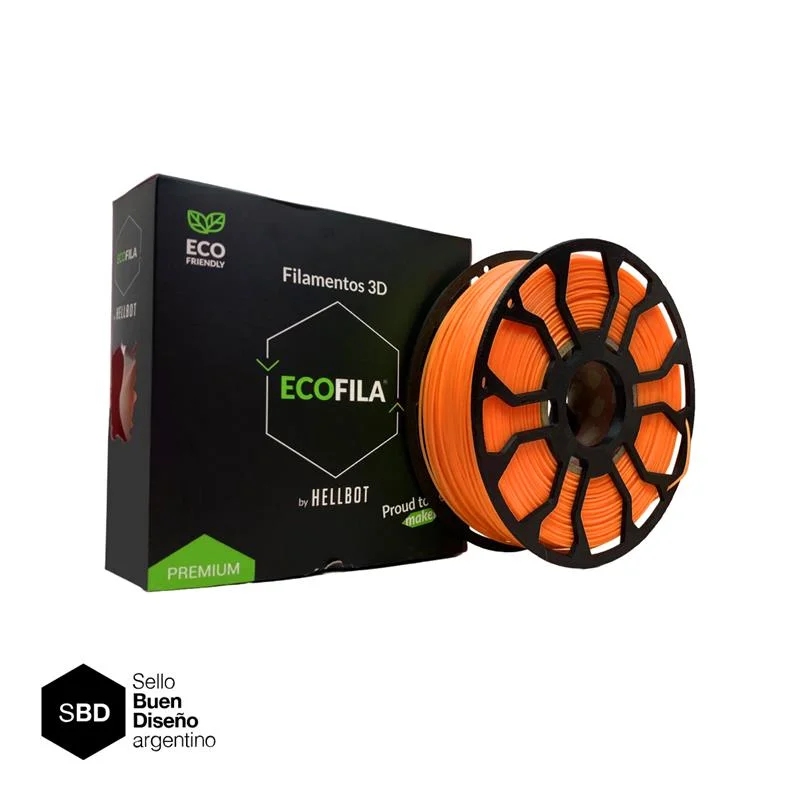 Naranja Fluo CON CARRETEL Filamento Hellbot ECOFILA PLA 1,75mm 1kg ECOFILA 3637