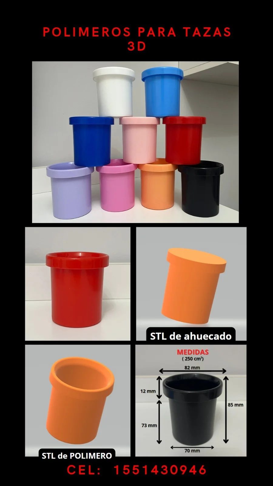 FUCSIA ALTA TAZA interior de taza para impresión 3d con borde polimero AT
