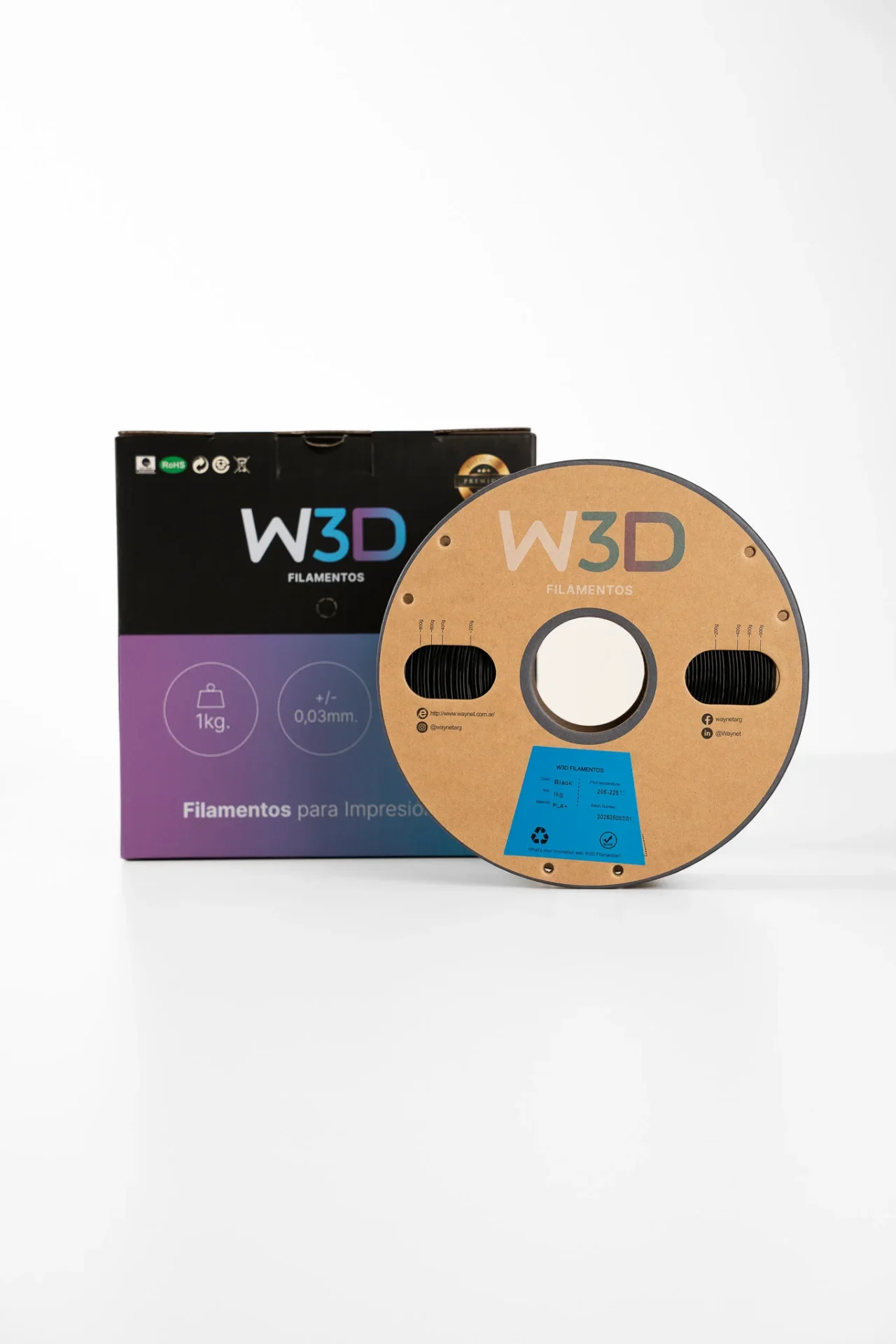 NEGRO FIBRA DE CARBONO (Black Carbon Fiberlack) PETG W3D FILAMENTO 3D 1.75MM 1KG  107001