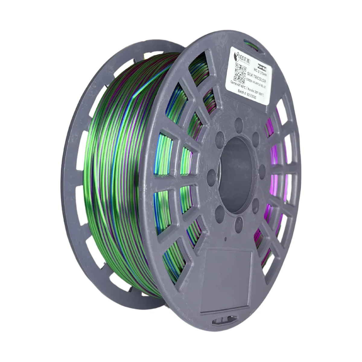 SILK TRICOLOR VERDE PURPURA AZUL GREEN PURPLE BLUE GST CON CAJA PLA SILK Filamento 3D 1.75 1KG