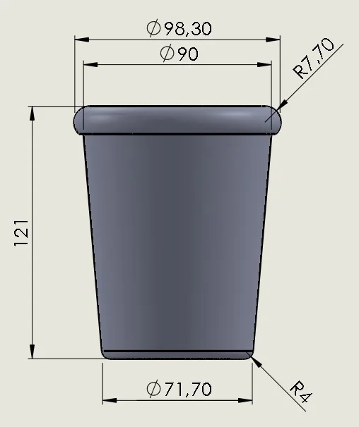 MOD1 500ML LABIO RECTO VASO UN POCO DE RUIDO SIN STL (SOLO VASO DE ALUMINIO SIN PIEZAS IMPRESAS) ALUMINIO 9cm(dia superior) - 7cm (dia inferior) - 11.6 (altura),(LAS MEDIDAS PUEDEN VARIAR)