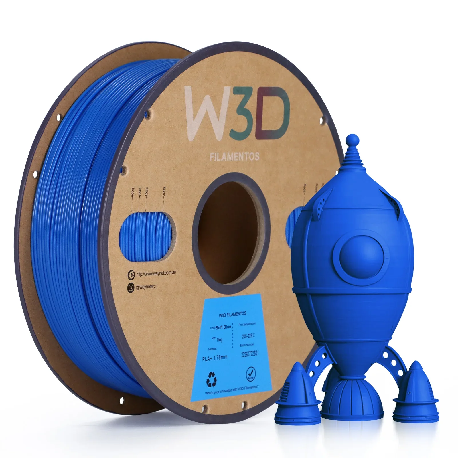 AZUL SUAVE (Soft Blue) PLA W3D FILAMENTO 3D 1.75MM 1KG 0101019