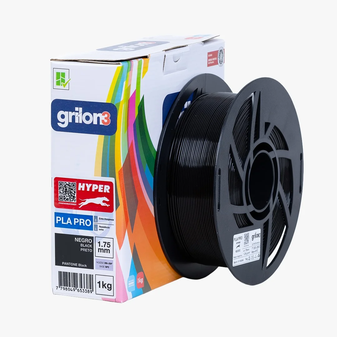 NEGRO PLA HYPER GRILON ALTA VELOCIDAD FILAMENTO 3D 1.75MM 1KG PLAG3PROHYPER