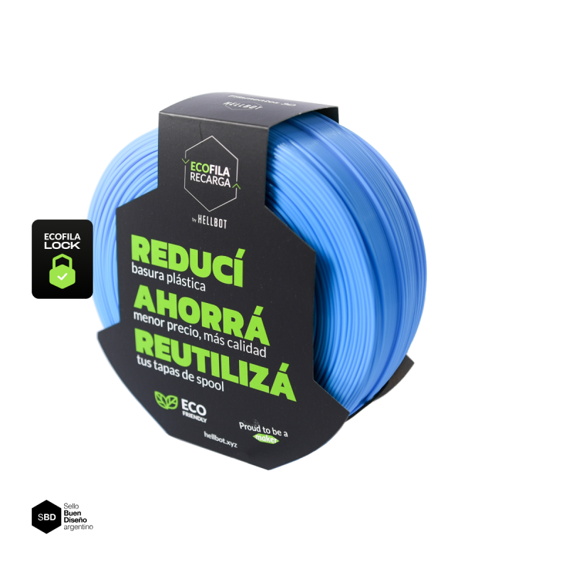 CELESTE SIN CARRETEL Filamento Hellbot PLA HELLBOT Filamento 3D 1,75mm x 1KG ECOFILA 3656