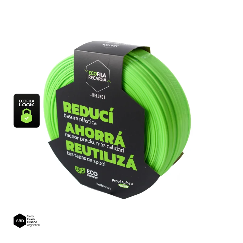 Verde claro SIN CARRETEL PLA HELLBOT Filamento 3D 1,75mm x 1KG ECOFILA