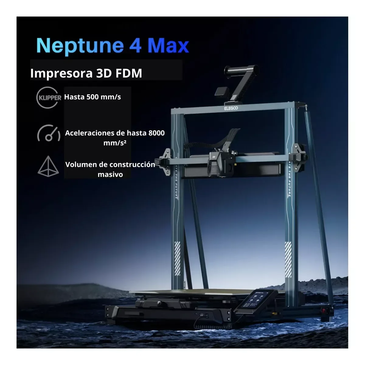 PREVENTA DICIEMBRE Neptune 4 max 420x420x480mm Klipper 500mms Impresora 3D FDM ELEGOO