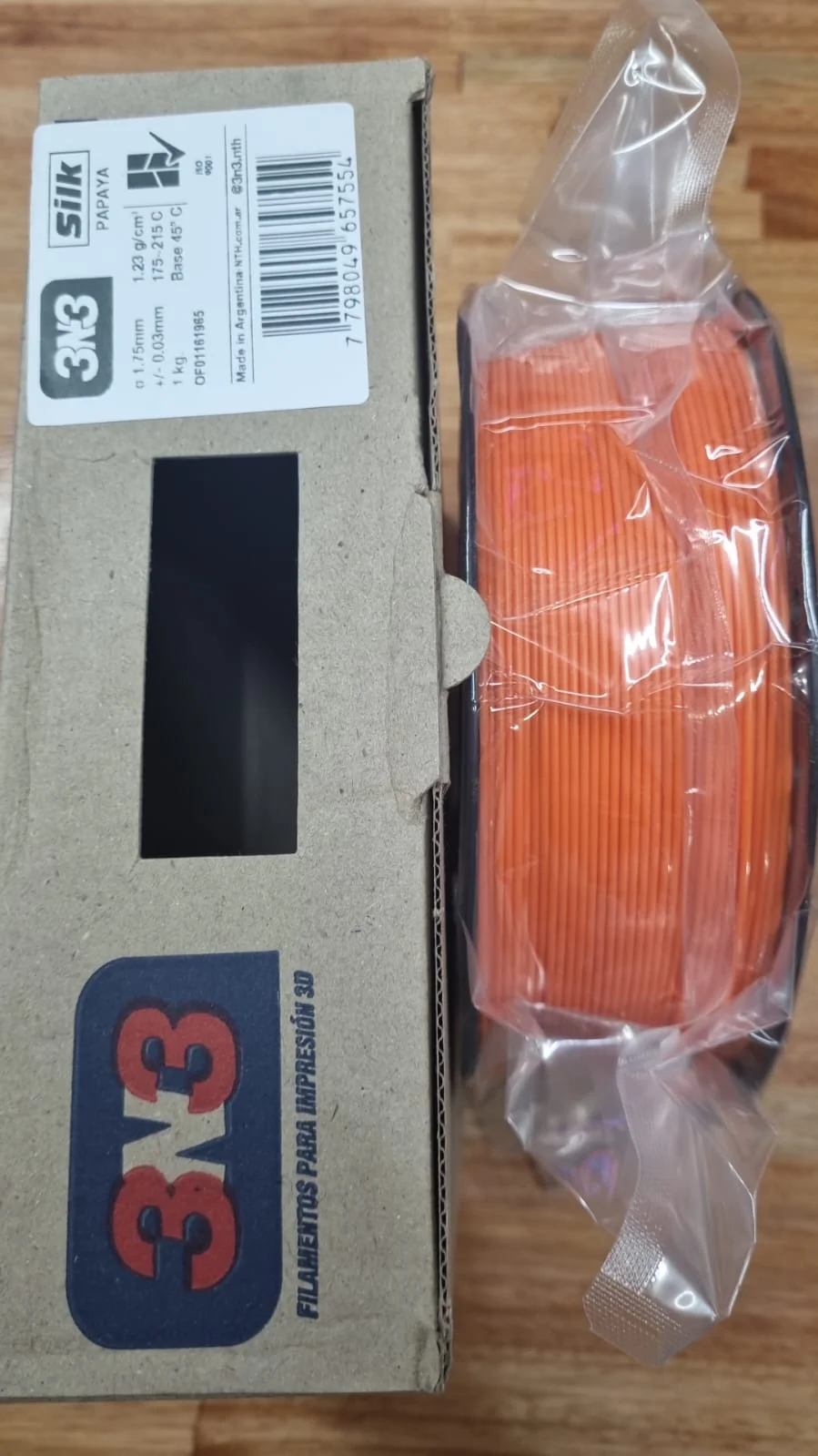 PAPAYA SILK PLA 3N3 FILAMENTO 3D 1.75MM 1KG