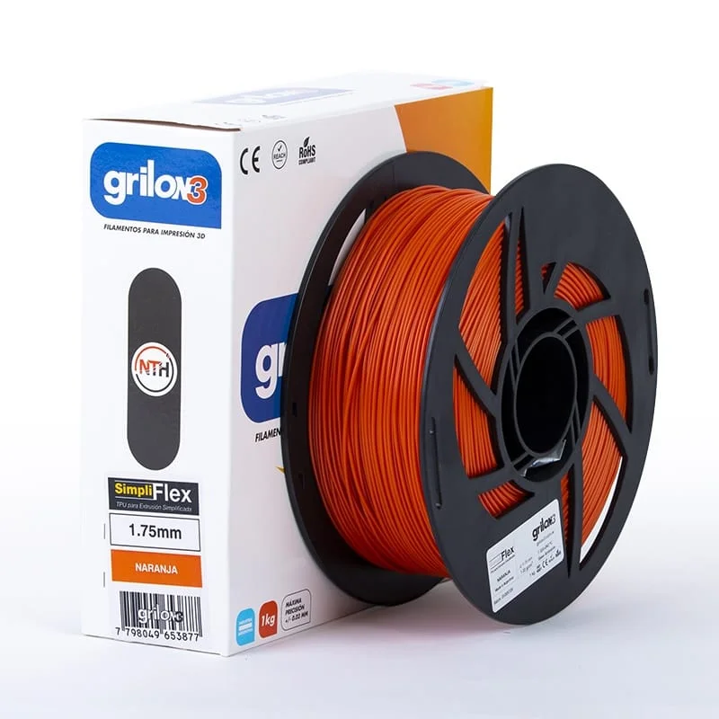 SIMPLIFLEX NARANJA GRILON FILAMENTO 3D 1.75MM 1KG FLEXIBLE TPU