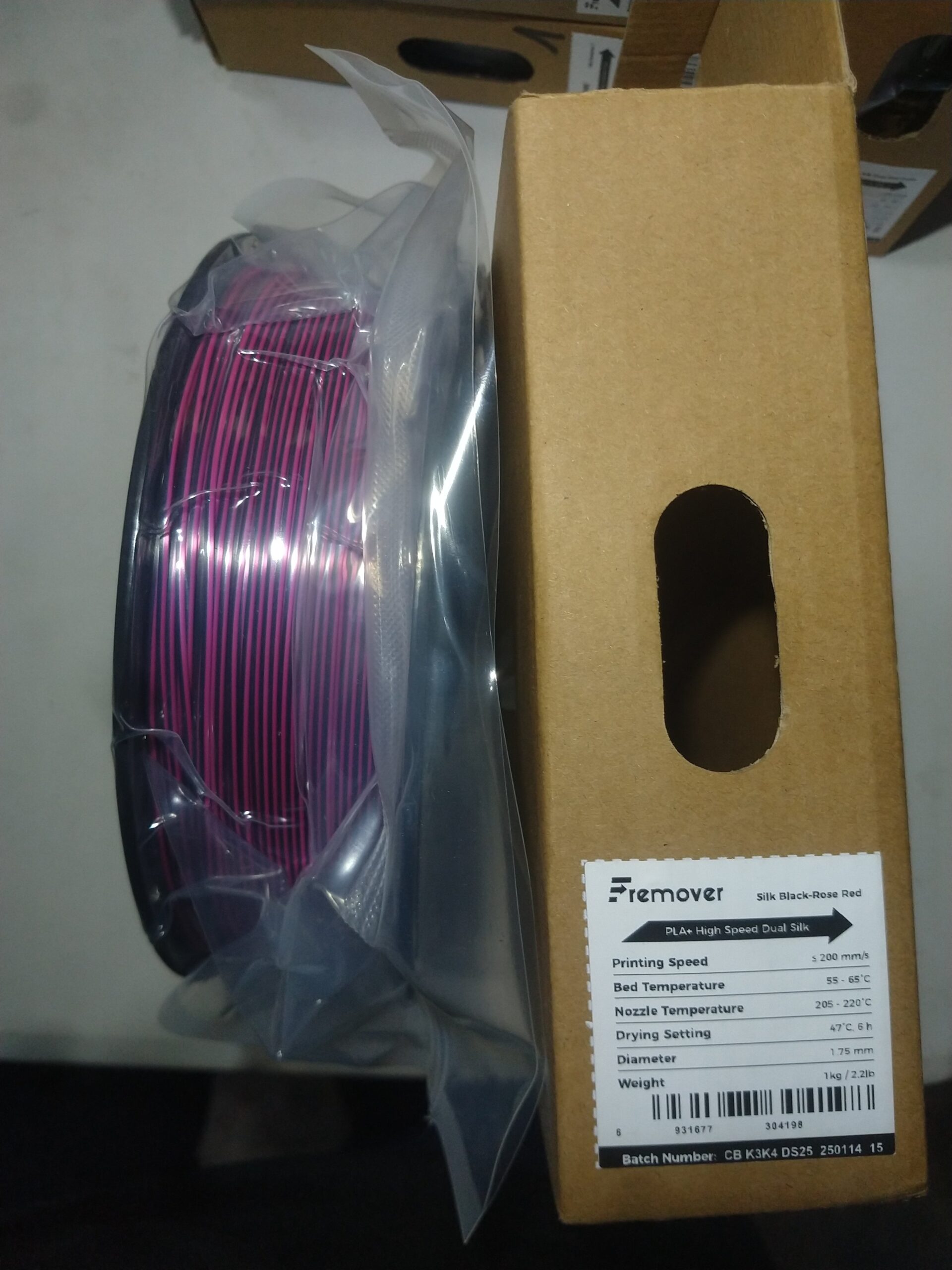 (Negro - Rojo Rosado) Filamento PLA SILK Dual Black-Rose Red Fremover
