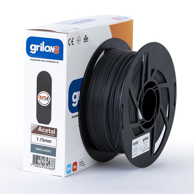 GRIS ACERO Acetal GRILON FILAMENTO 3D 1.75MM 1 KG