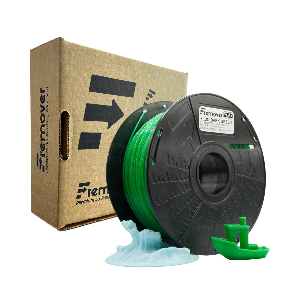 VERDE OSCURO FLUO Fluo Dark Green PLA FREMOVER SIN Caja Filamento 1 KG