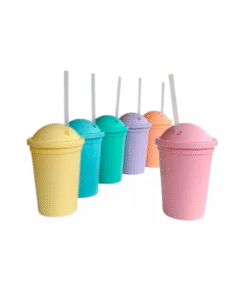 VERDE Vaso Milkshake de plastico con tapa para sorbetes polimero 300 ml