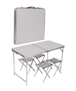 Set plegable mesa + 4 bancos para camping