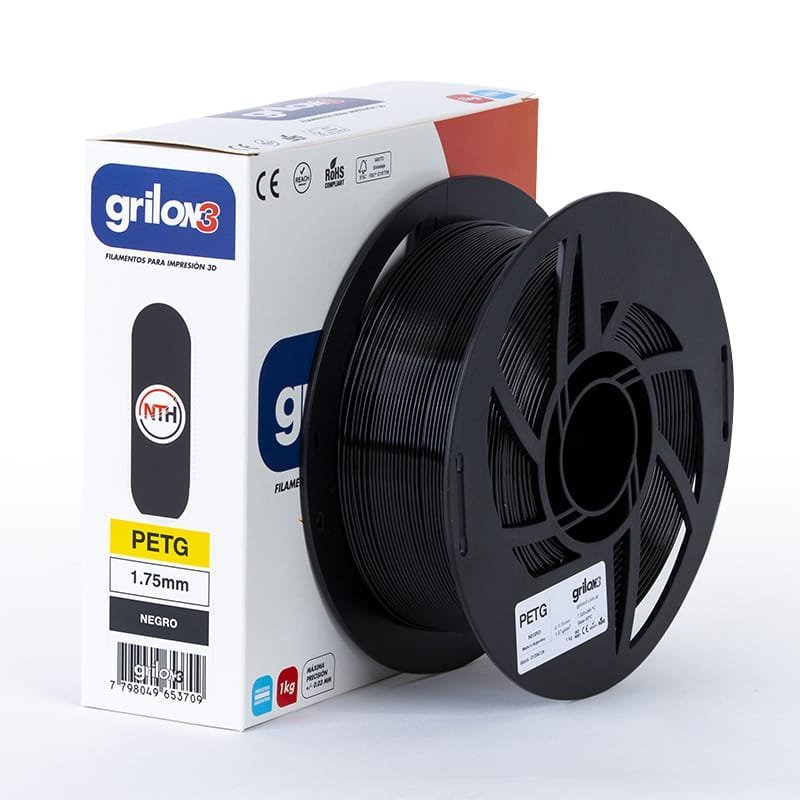 NEGRO PETG GRILON FILAMENTO 3D 1.75MM 1KG M77ING175CJ