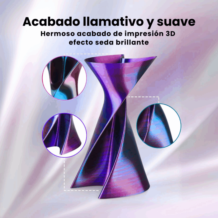 SILK Tri LAMBO GST PLA Filamento 3D 1.75 1KG Tricolor - Imagen 2