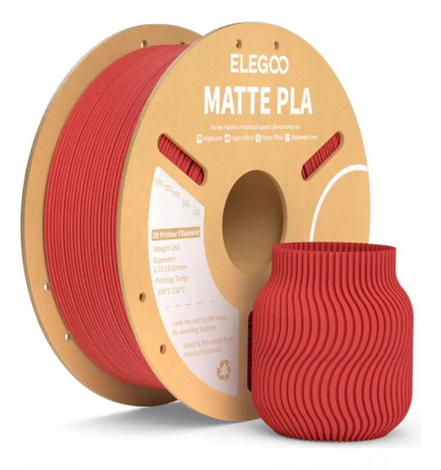 ROJO RUBI MATTE PLA Elegoo Filamento Diámetro 1,75mm 1kg 50.203.0252