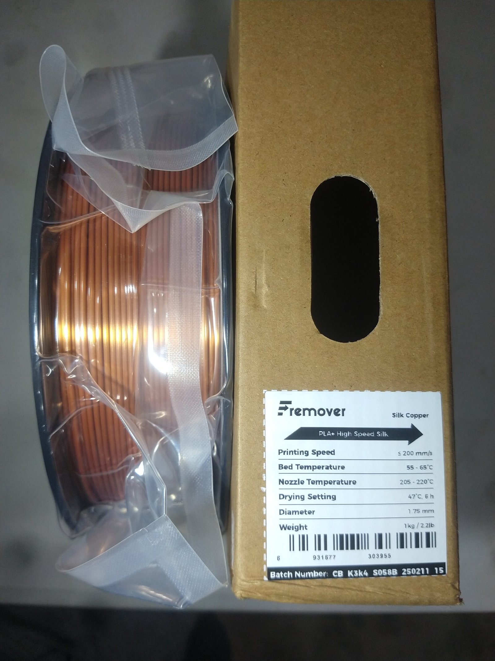 COBRE SILK Fremover PLA Filamento silk copper x1kg