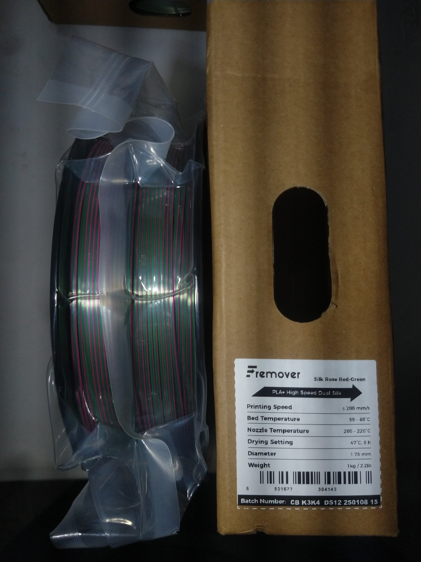 (Rosa Rojo-Verde) Filamento PLA SILK Dual Rose Red-Green Fremover