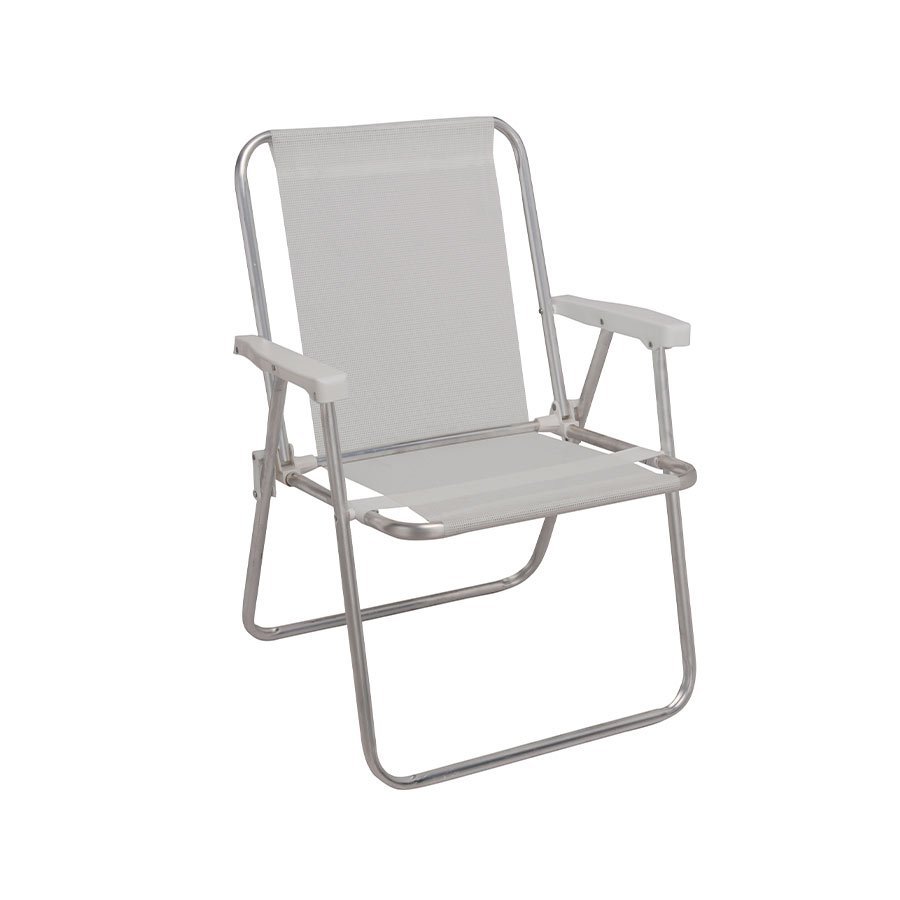 Silla alta aluminio sannet MOR color blanco Medidas: 53 cm × 54,5 cm × 72,5 cm Peso máximo soportado: 110 kg