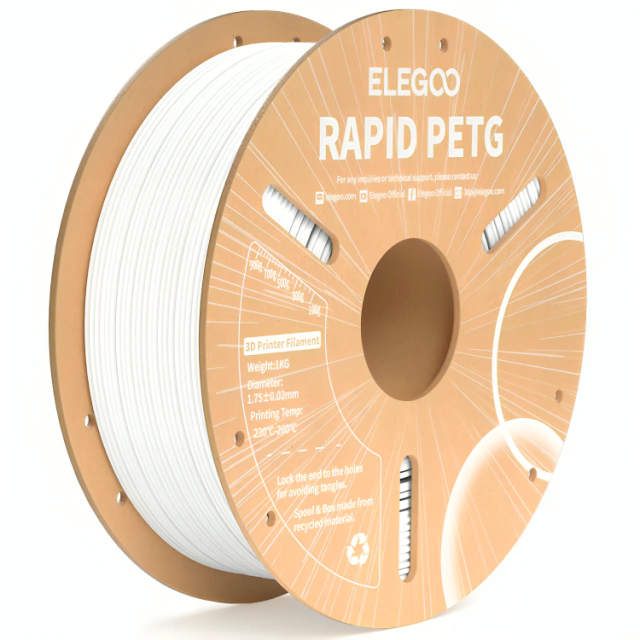 BLANCO PETG RAPID Elegoo Filamento Diámetro 1,75mm 1kg 50.203.0217