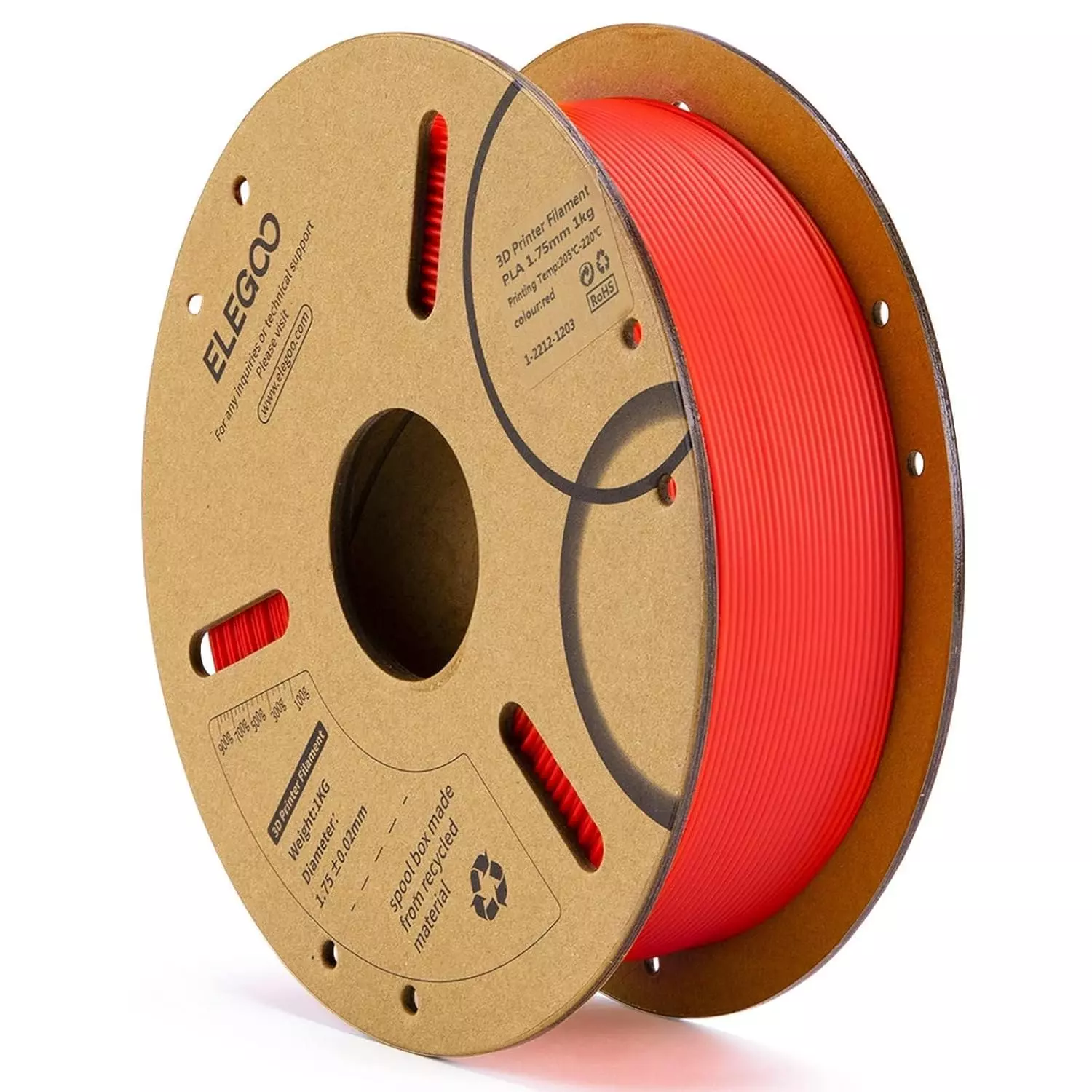 ROJO SILK PLA Elegoo Filamento -1.75mm-1KG 50.203.0338