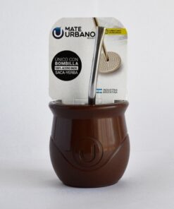 Mate chocolate Plastico Urbano Con Bombilla Saca Yerba