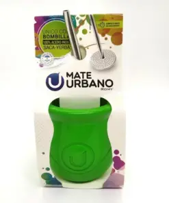 Mate Verde Plastico Urbano Con Bombilla Saca Yerba