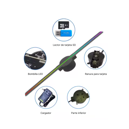 Proyector Holográfico/Venilador holograma 3D WIFI 42cm 2 aspas COD 3549