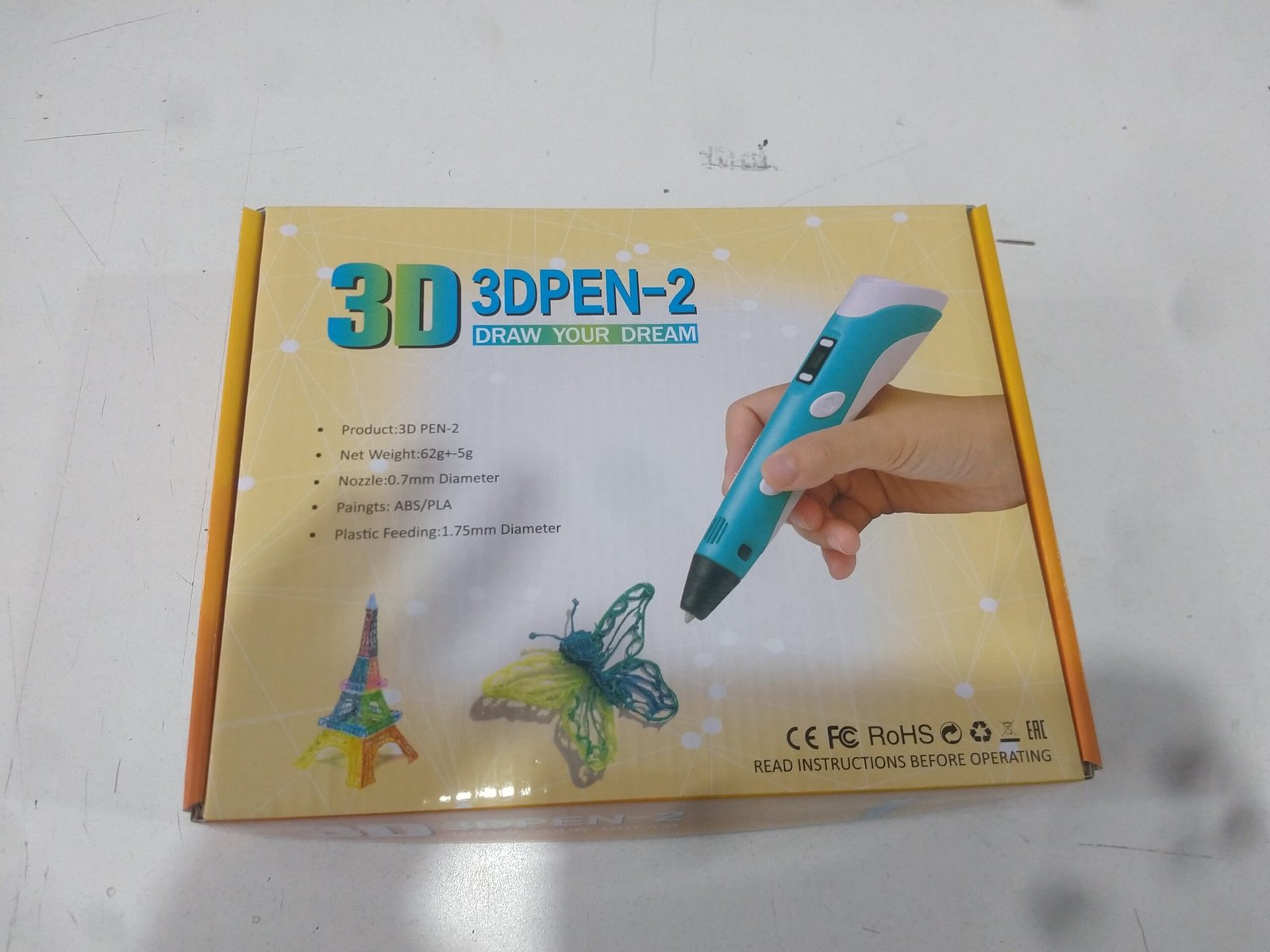 Lápiz 3d LCD color celeste + Base + Cable USB + Filamentos PLA 3D 3DPEN-2 (SIN GARANTIA)